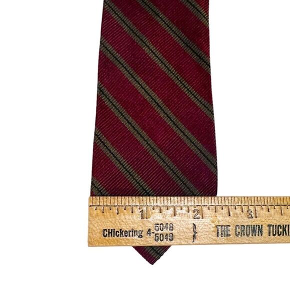 Vintage 60s Silk Reds, Greens and Golds Striped Neck ties - Picture 4 of 7